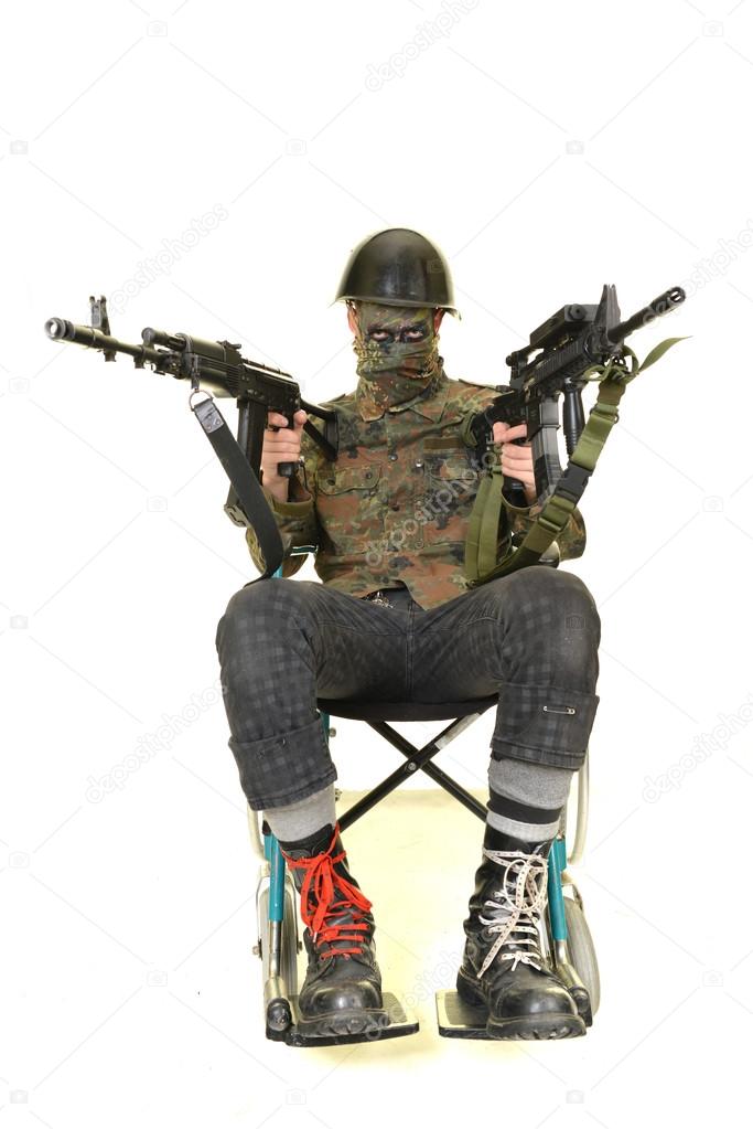 Soldier man and machine guns Stock Photo by ©muro 42042379
