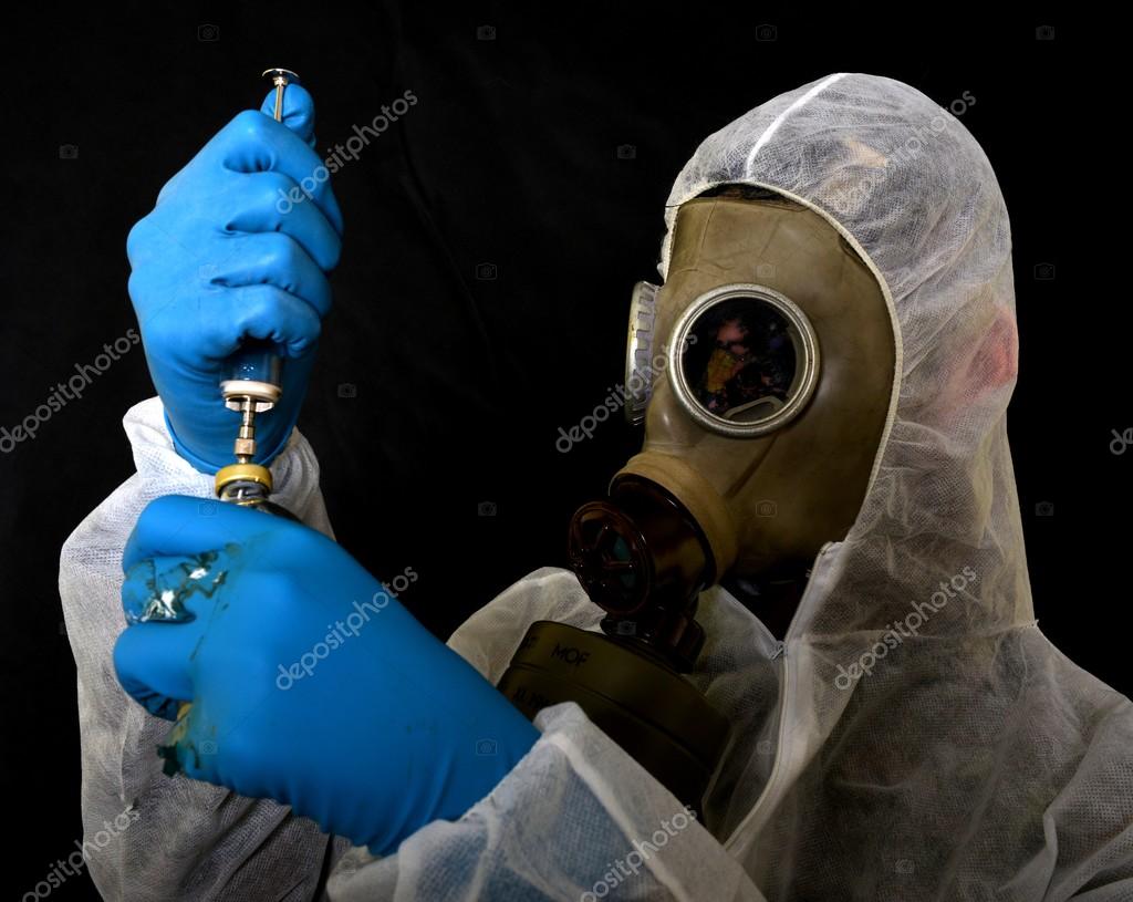 survivor in gas mask