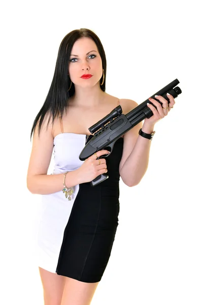 Woman with a gun — Stock Photo, Image