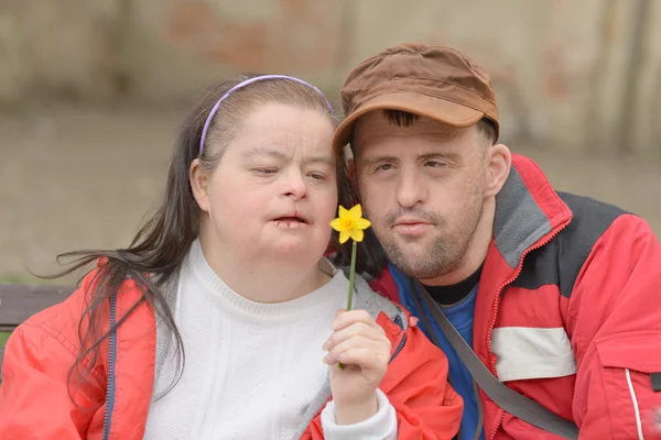 Down syndrome couple — Stock Photo, Image