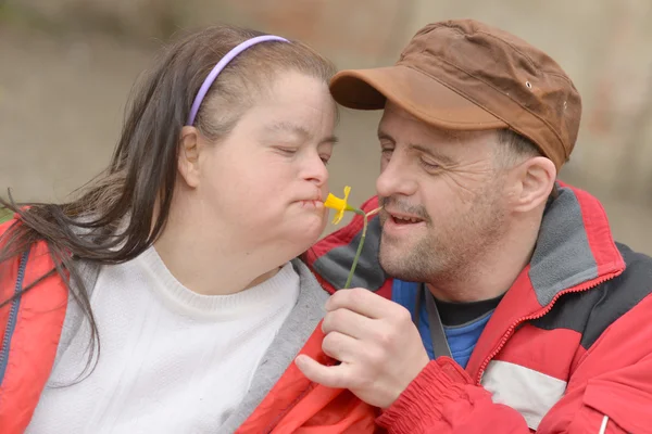 Down syndrome couple — Stock Photo, Image