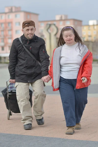 Couple with down syndrome — Stock Photo, Image