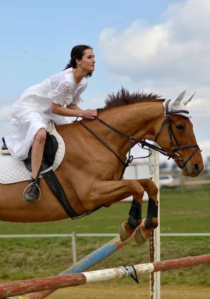 Невеста на коне — стоковое фото