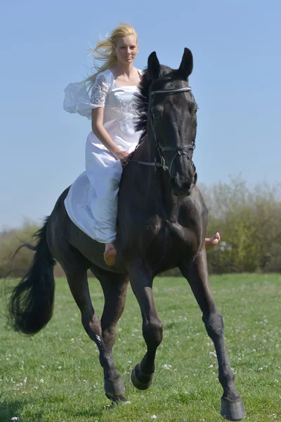 Sposa che libera un cavallo . — Foto Stock