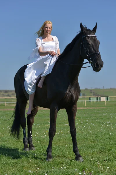 Novia librando un caballo . —  Fotos de Stock