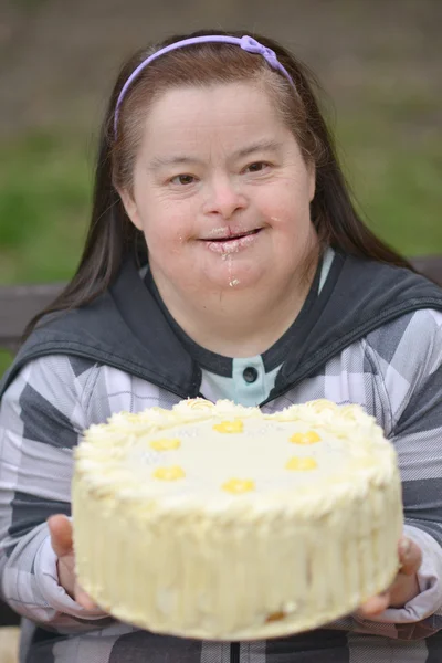 Woman with birthday cake — Stock Photo, Image