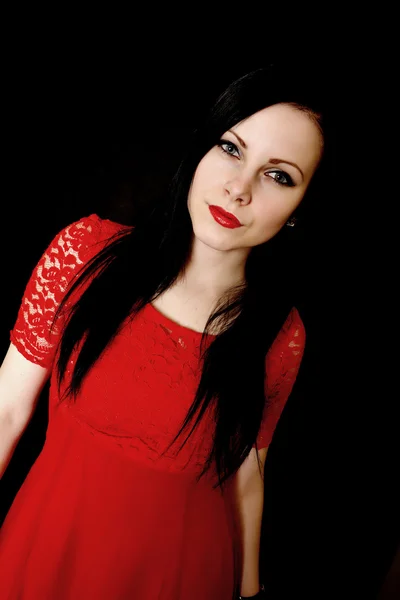 Woman in red dress — Stock Photo, Image