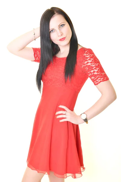 Woman in red dress — Stock Photo, Image