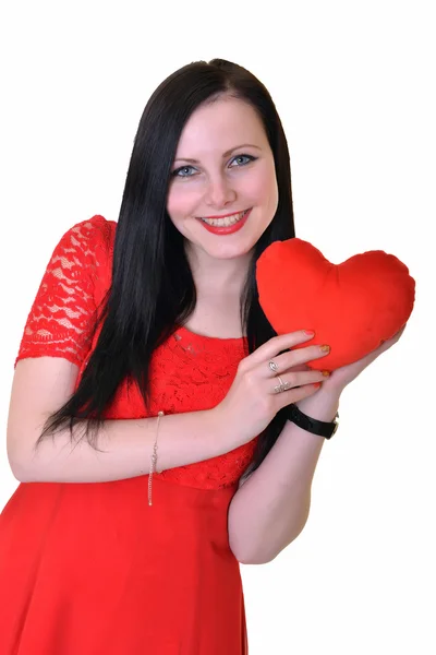 Woman holds a heart — Stock Photo, Image