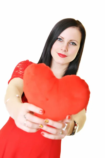 Woman holds a heart — Stock Photo, Image