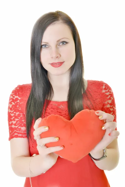 Vrouw houdt een hart — Stockfoto
