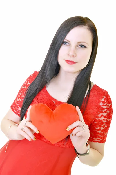 Woman holds a heart — Stock Photo, Image