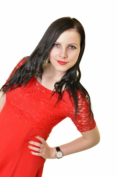 Frau im roten Kleid — Stockfoto