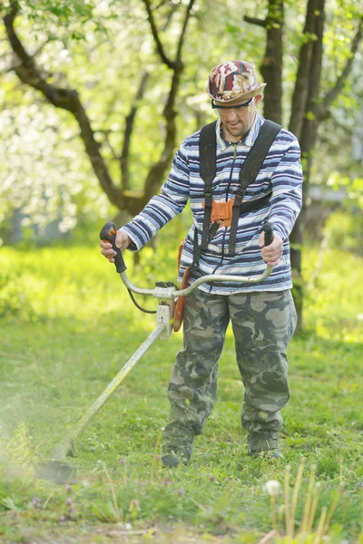Man cutting grass — Stock Photo, Image