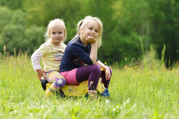 Portret van twee schattige kleine meisjes — Stockfoto