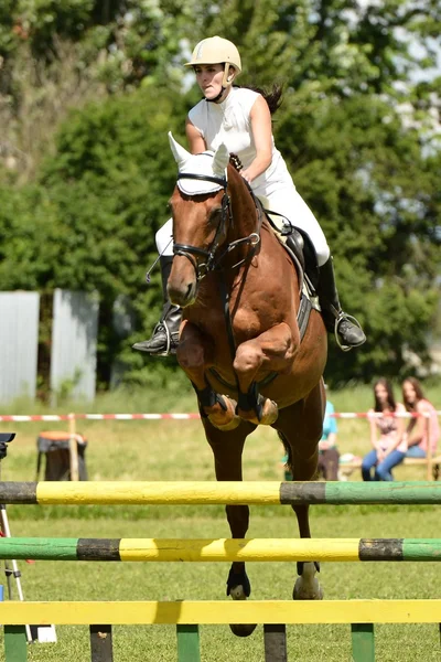 Donna allo spettacolo di salto — Foto Stock