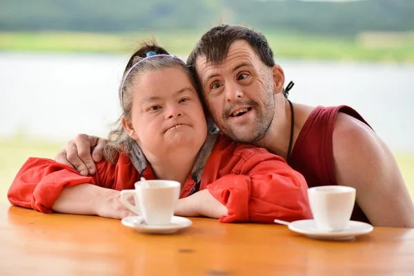 Down syndrome couple — Stock Photo, Image