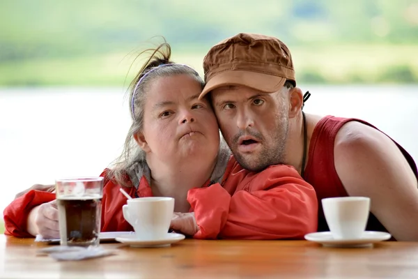 Down syndrome couple — Stock Photo, Image