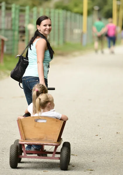 Kleine Mädchen in einem Einkaufswagen — Stockfoto