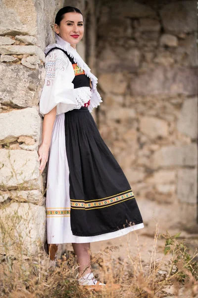 Slovakisk Folklore Slovakiska Folk Flicka — Stockfoto