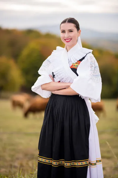 Slovakisk Folklore Slovakiska Folk Flicka — Stockfoto