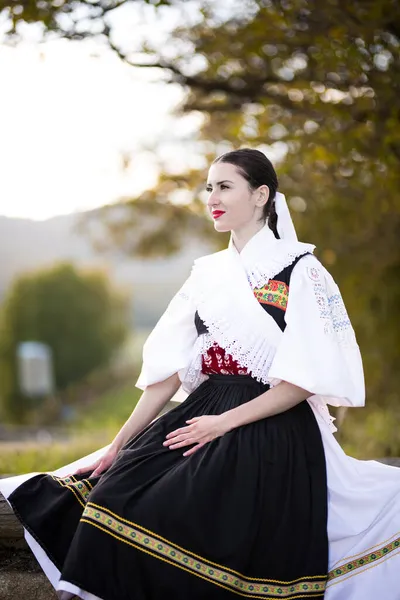 Folklore Eslovaco Chica Folklórica Eslovaca — Foto de Stock