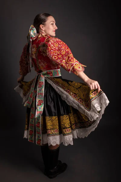 Young Beautiful Slovak Woman Traditional Dress Slovak Folklore — Stock Photo, Image