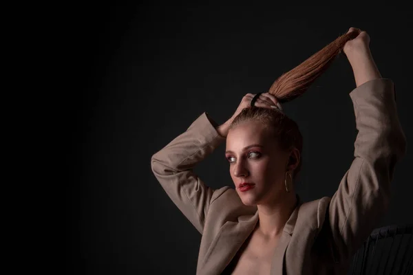 Retrato Mujer Bonita Pelo Rojo — Foto de Stock