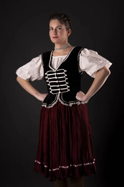 Jeune Femme Slovaque Costume Traditionnel — Photo