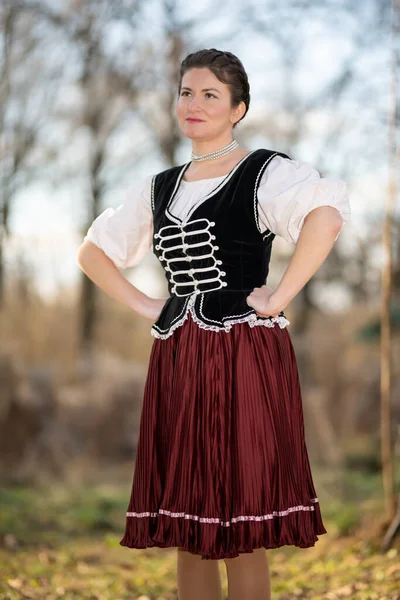 Jovem Menina Bonita Vestido Nacional Traje Nacional Alemão — Fotografia de Stock