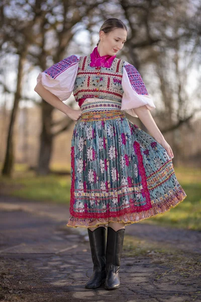 Beautiful Woman Slovak Folklore Dress — Φωτογραφία Αρχείου