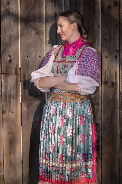 Beautiful Woman Slovak Folklore Dress — Stock Photo, Image