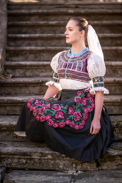 Slovakisk Folklore Slovakiska Folk Flicka — Stockfoto