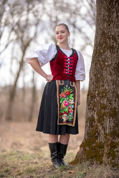 Slovak Folkloru Slovak Halk Kızı — Stok fotoğraf