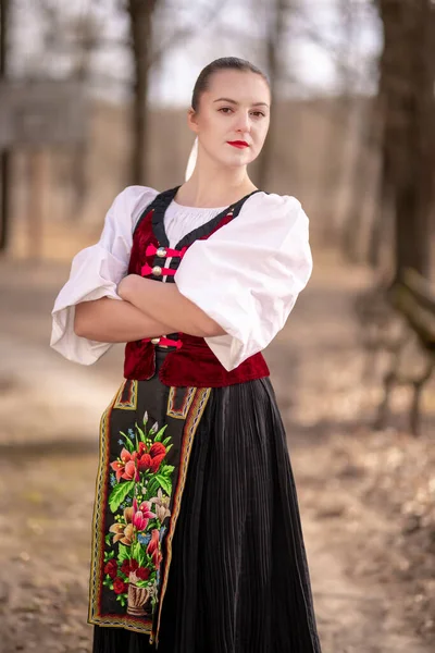 Σλοβακική Παράδοση Σλοβάκικη Λαϊκή Κοπέλα — Φωτογραφία Αρχείου