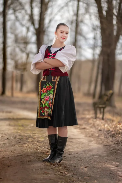 Slovakisk Folklore Slovakiska Folk Flicka — Stockfoto