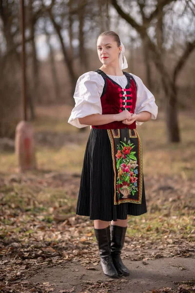 Słowacki Folklor Słowacka Dziewczyna Ludowa — Zdjęcie stockowe