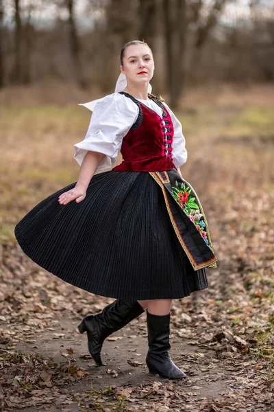 Slovak Folkloru Slovak Halk Kızı — Stok fotoğraf