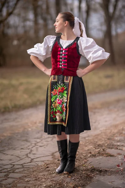 Slovakisk Folklore Slovakiska Folk Flicka — Stockfoto