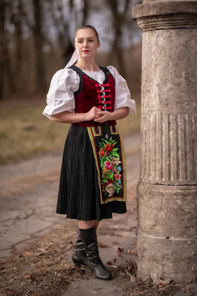 Szlovák Folklór Szlovák Népi Lány — Stock Fotó