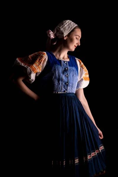 Beautiful Girl Traditional Slovak Folk Dress — Stock Photo, Image