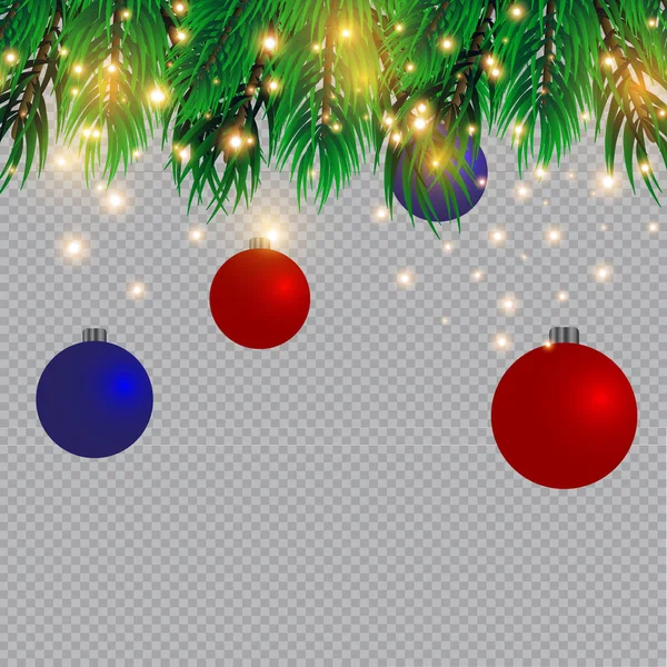 Julbelysning Isolerad Transparent Bakgrund Julen Glödande Kransar Ett Grönt Träd — Stock vektor