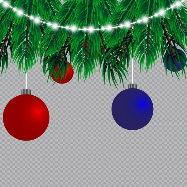 Luces Navidad Aisladas Sobre Fondo Transparente Guirnaldas Brillantes Navidad Árbol — Vector de stock