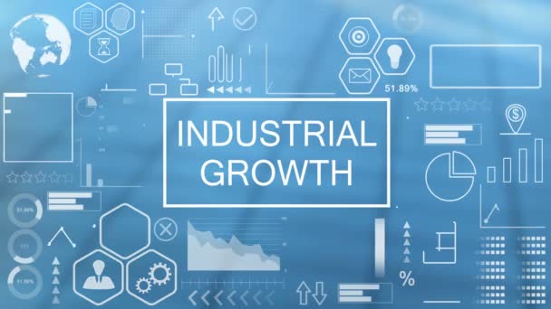 Crescimento industrial, holograma animado da tipografia — Vídeo de Stock
