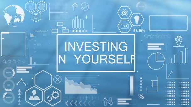 Investir em si mesmo, Holograma de Tipografia Animada — Vídeo de Stock