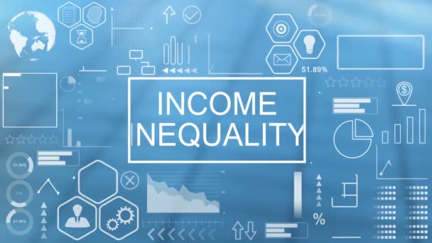 Неравенство доходов, голограмма анимационной типографии — стоковое видео