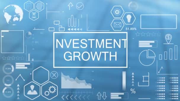 Crescimento do investimento, Holograma de Tipografia Animada — Vídeo de Stock