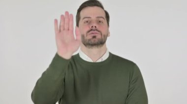 Dur İşareti Gösteren Adam Portresi: El, Beyaz Ekran