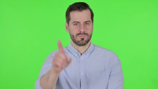 Portrait of Man Showing No Sign by Finger, Denial, Green Screen — Stock videók