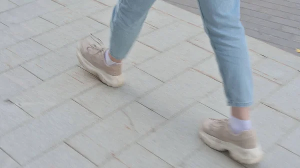 Close up of Walking Feet of Woman